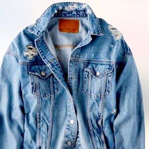American eagle AE Destroyed Denim oversized jacket